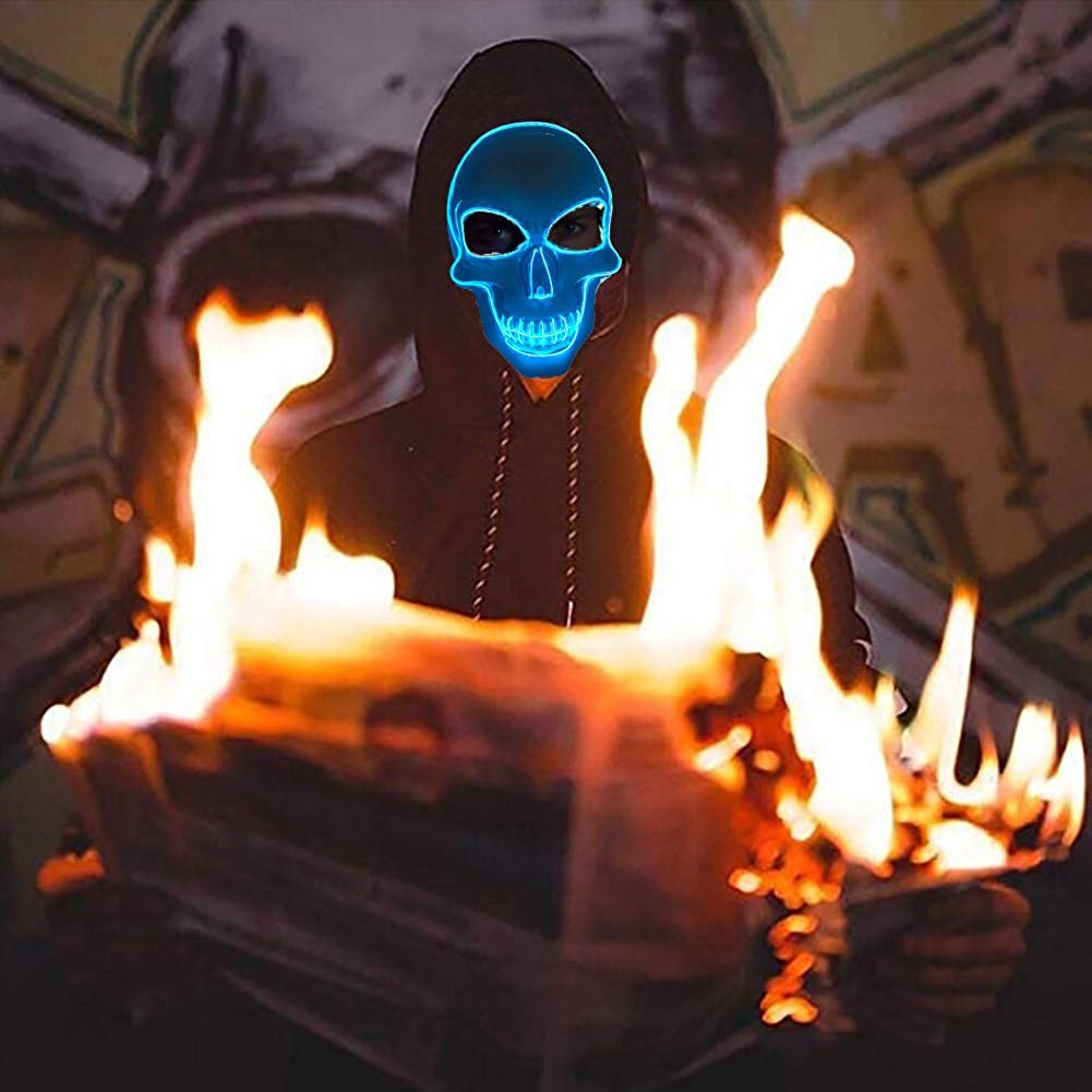 Mặt Nạ Hóa Trang Halloween Hình Đầu Lâu Có Đèn Led