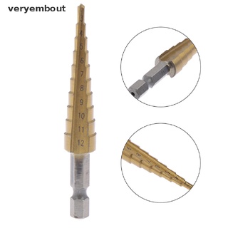 【ut】 3-12mm Coated Stepped Drill Bits Hex Handle Drill Bit Metal Drilling Power Tool .
