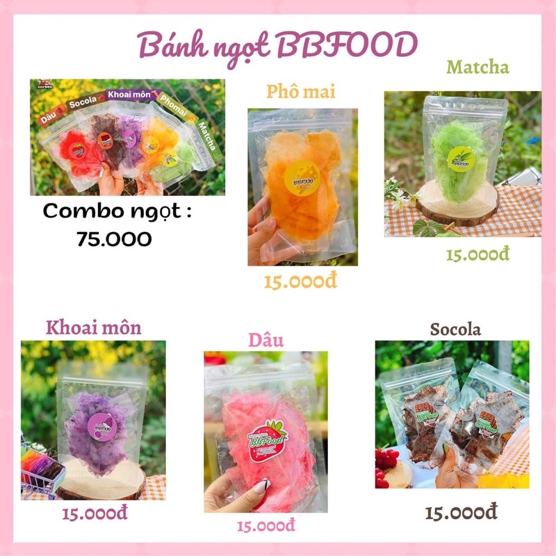 Bánh tráng ngọt vị Phomai, Trà Xanh, Dâu, Socola, Khoai Môn độc quyền BBFOOD