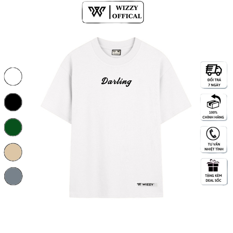 Áo phông ngắn tay nam nữ unisex fom rộng chất thun 100% cotton cổ tròn dáng rộng in Darling mã 14 Wizzy Official