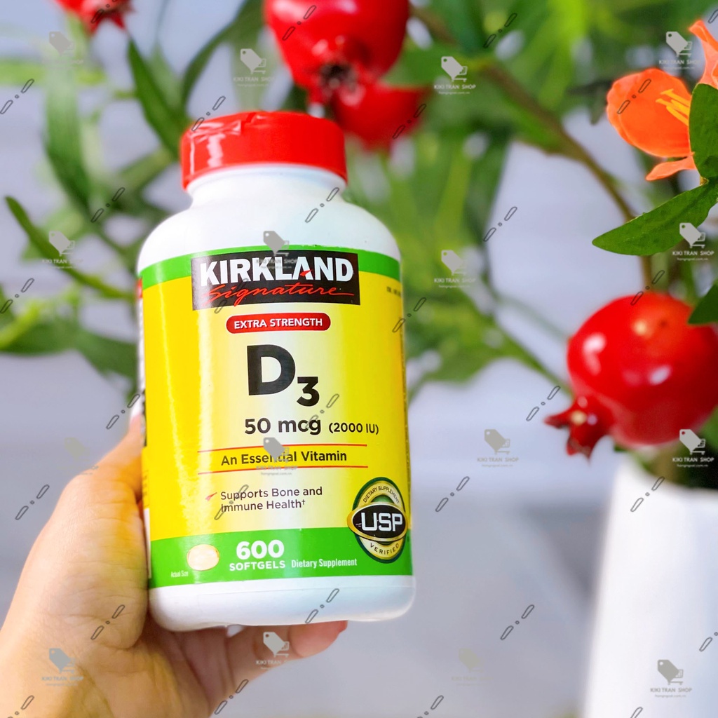 Viên uống bổ sung Vitamin D3 2000iu hãng Kirkland của Mỹ, hộp 600 viên, giúp tăng cường hấp thụ canxi và phốt pho