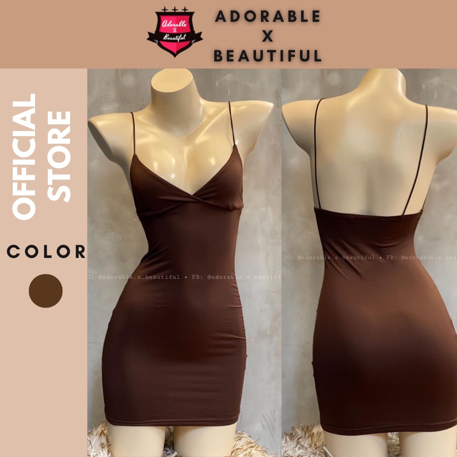 Đầm Body Thun Hai Dây Nâu Dây Mảnh Phong Cách Sexy Quyến Rũ