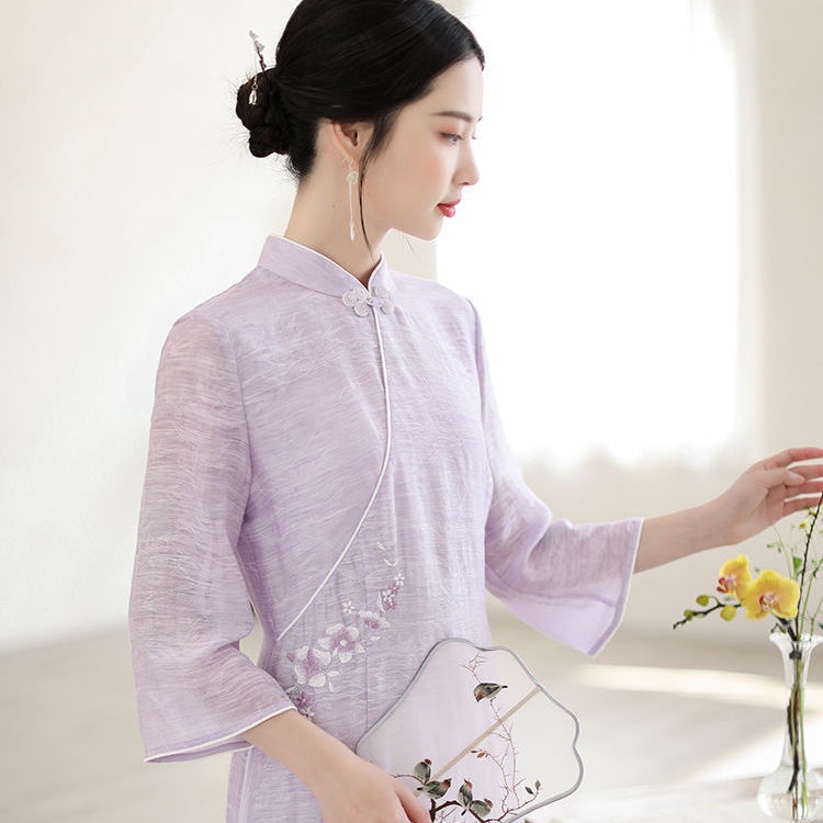 Hàng Mới Về Đầm Sườn Xám Cách Tân Dáng Dài Phong Cách Trung Hoa Cổ Điển Thời Trang Mùa Hè 2022 Hàng Mới 22