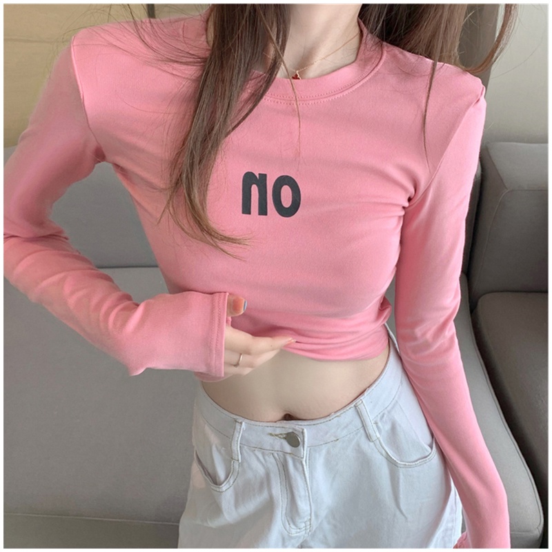 Áo thun dài tay màu trơn dáng ôm thời trang mùa thu phong cách Hàn Quốc cho nữ