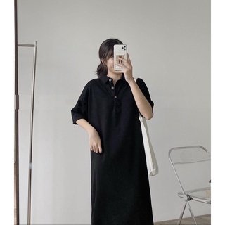 💥Váy sơ mi dáng dài tay lỡ cổ polo nữ [MÃ CJDE5 GIẢM 5k]💥 Đầm dáng suông kiểu sơ mi nữ form rộng 21215 hot