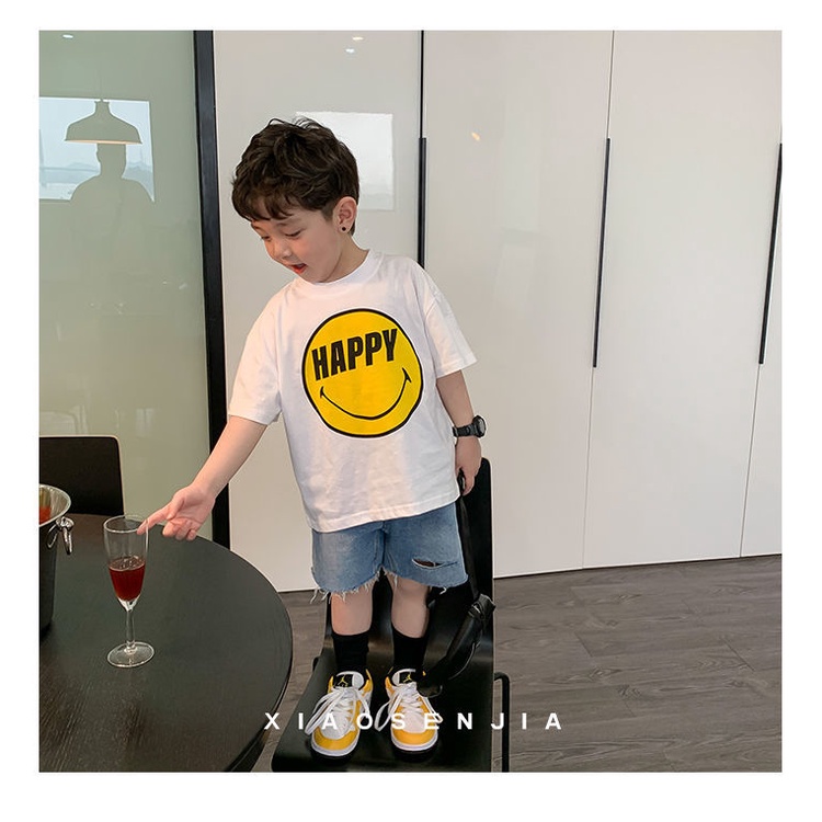 Áo thun cotton ngắn tay thời trang mùa hè cho bé trai