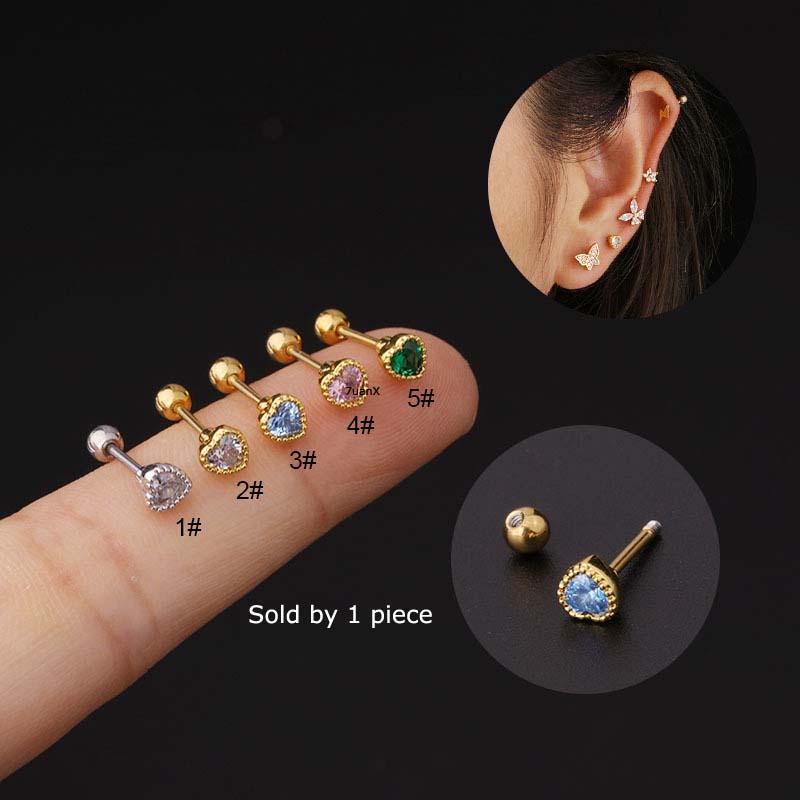 Bông tai đính đá hình trái tim thiết kế nhỏ xinh xắn dành cho nữ