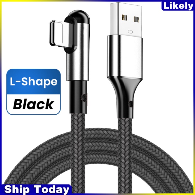 Dây Cáp Sạc Usb Nhanh Kiểu Chữ L 90 Độ Bằng Hợp Kim Nhôm Cho Iphone 13 12 11 Pro