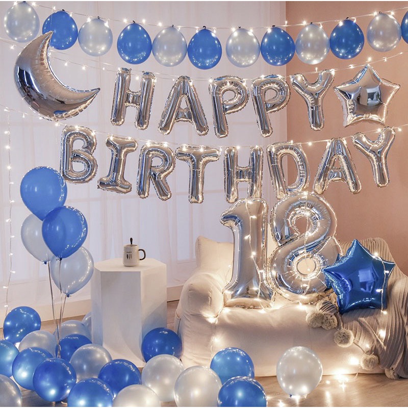 Set Bong Bóng Trang Trí Sinh Nhật, Happy Birthday Siêu Đẹp Dễ Làm Đầy Đủ Đồ Cho Người Lớn, Em Bé ( Tặng Kèm 02 số) NL01