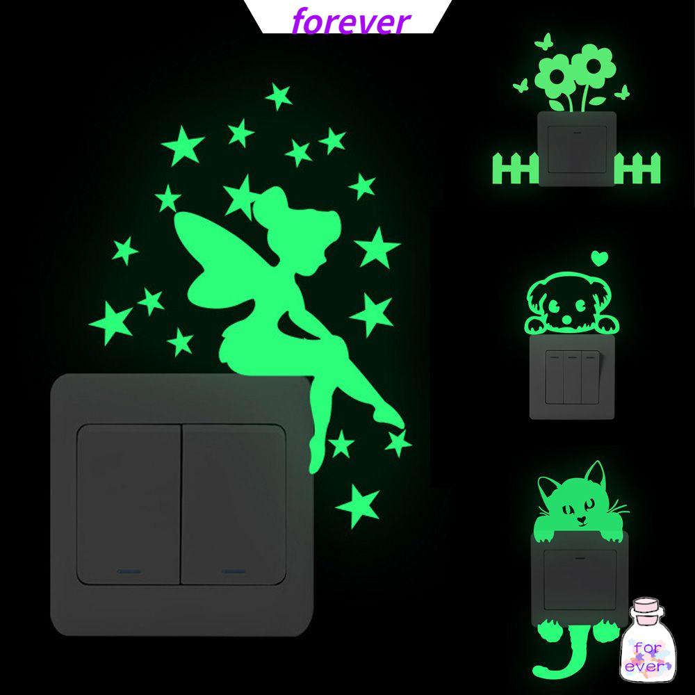 Miếng Dán Dạ Quang Hình Mèo Hoạt Hình Trang Trí Công Tắc/Công Tắc Phòng Trẻ Em