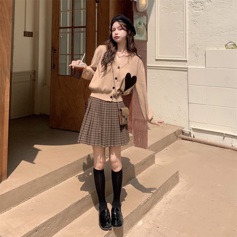 Xiaozhainv Áo Khoác Cardigan Dệt Kim Tay Dài In Hình Trái Tim Thời Trang Hàn Quốc Cho Nữ | BigBuy360 - bigbuy360.vn