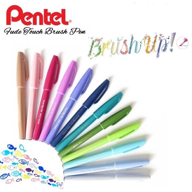 Bút viết thư pháp Pentel Fude Touch Brush Sign Pen tông màu Pastel