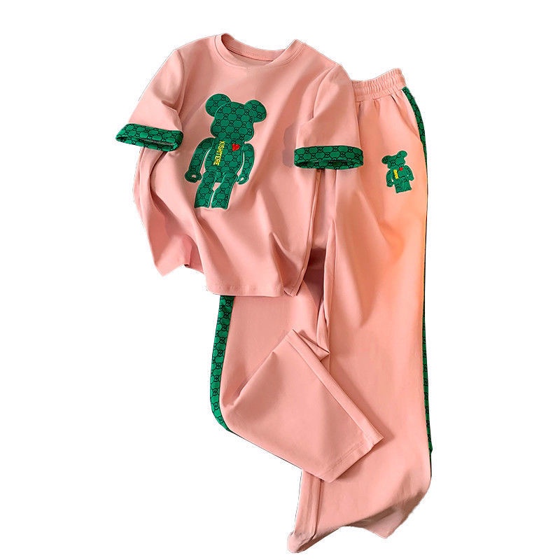 Set Áo Ngắn Tay + Quần Ống Rộng Phong Cách Phương Tây