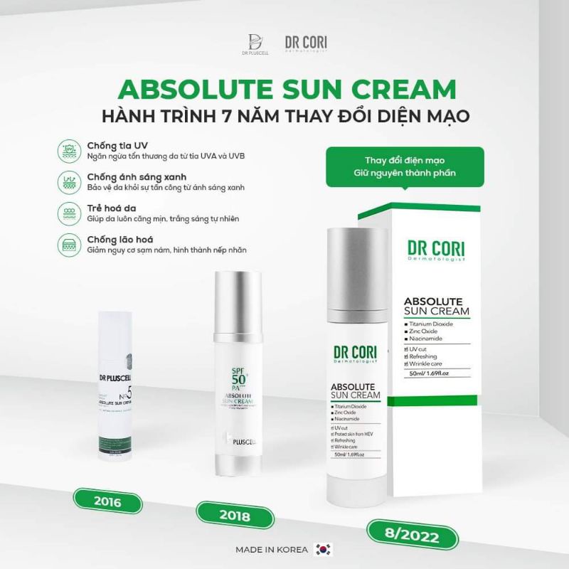 Kem chống nắng dr pluscell absolute sun cream spf 50 + pa+++ 50ml