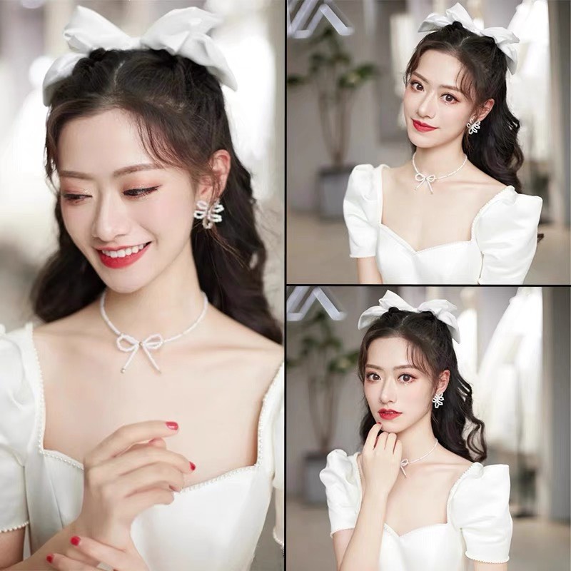 [Phụ kiện tóc] Kẹp nơ trắng cổ điển - MS915