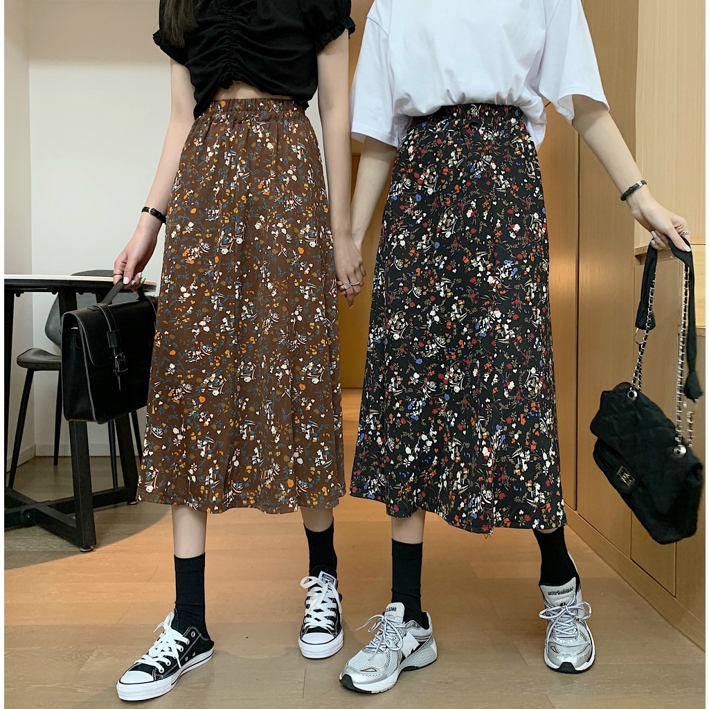 Chân váy hoa SUXI lưng cao thời trang dành cho nữ