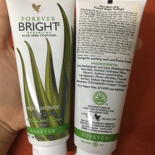 Forever Bright Toothgel 028 Flp |Kem Đánh Răng Lô Hội, Aloe Vera