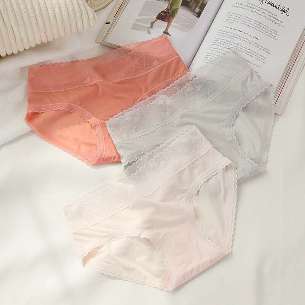 Combo 5 quần lót, quần chip cotton lụa mềm mại phối viền ren xinh xắn - KQ9909
