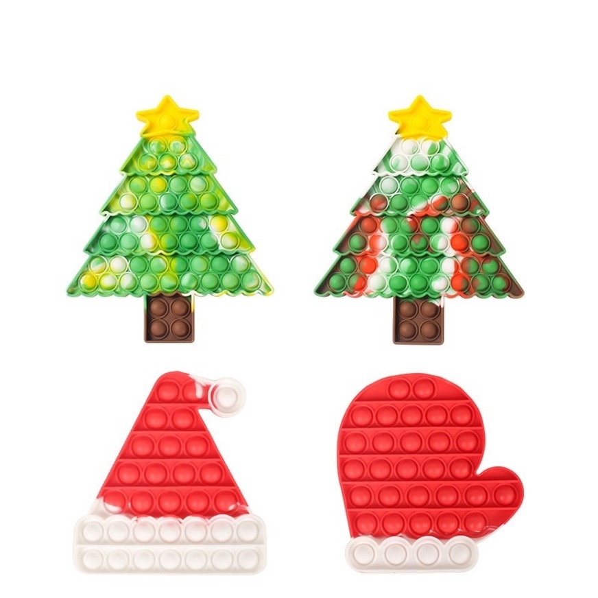 &lt;Chuyển phát nhanh&gt;Dòng Giáng sinh Pop it Toy Đẩy Bong bóng Đồ chơi chống căng thẳng Push Bubble Cây thông Noel Đồ chơi giải nén