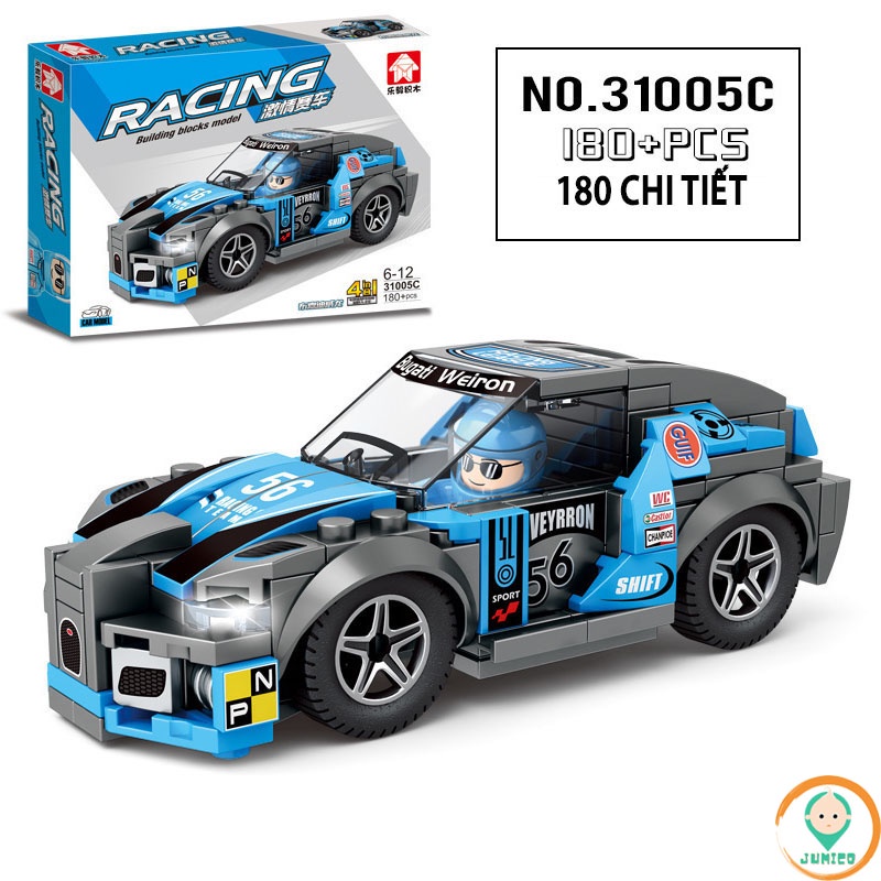Đồ chơi xếp hình lắp ráp mô hình ô tô đua cho bé trai bé gái thông minh sáng tạo JUMICO LO