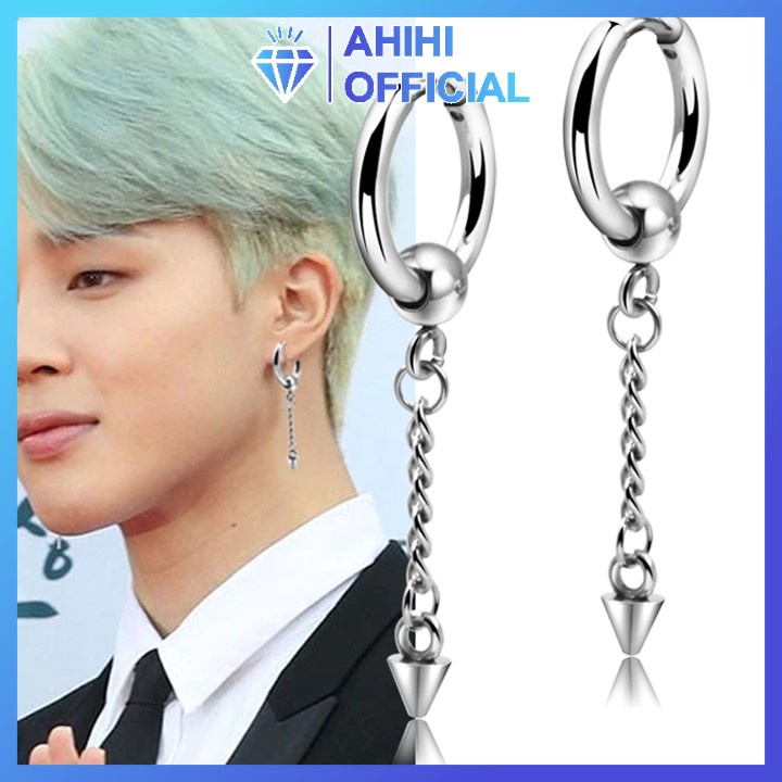 Bông tai nam inox cao cấp đẹp thép không gỉ 1 chiếc kpop tòn ten phụ kiện bấm lỗ tai ahihi.official thời trang PTBTNA17
