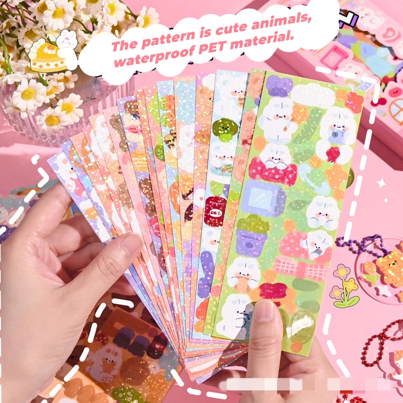 Set 50 Miếng Dán Trang Trí Hình Động Vật Dễ Thương DIY