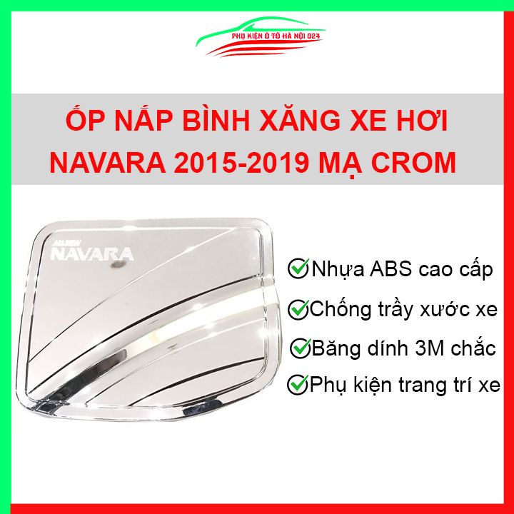 Ốp nắp xăng Navara 2015-2019 mạ crom bảo vệ chống trầy trang trí ô tô