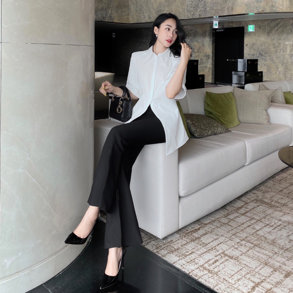 Áo sơ mi nữ CONSOLISM cộc tay thiết kế cách điệu vạt áo xòe Cooler SM006