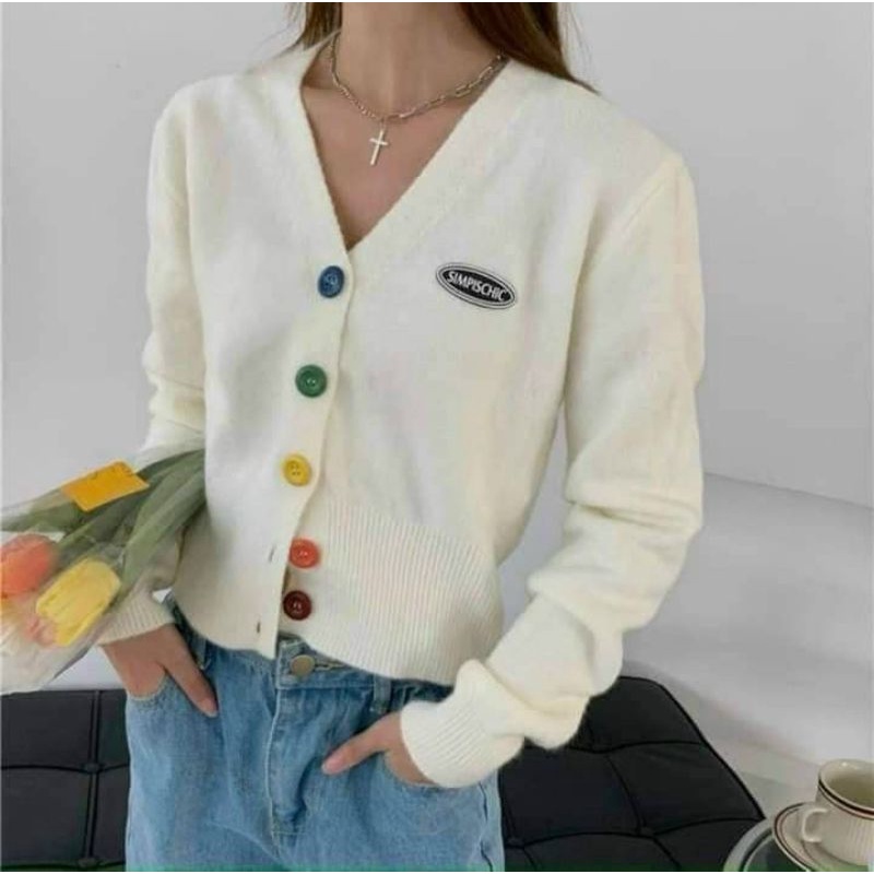 Áo thêu nút kiểu khoác ngoài cài nút đủ màu thun gân