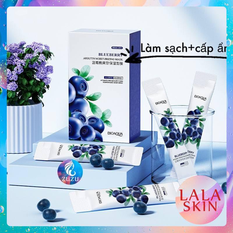 Mặt Nạ Ngủ Việt Quất, mặt nạ BIOAQUA Dưỡng Ẩm Trắng Da Arbutin Blueberry 4ml x 20gói LALASKIN