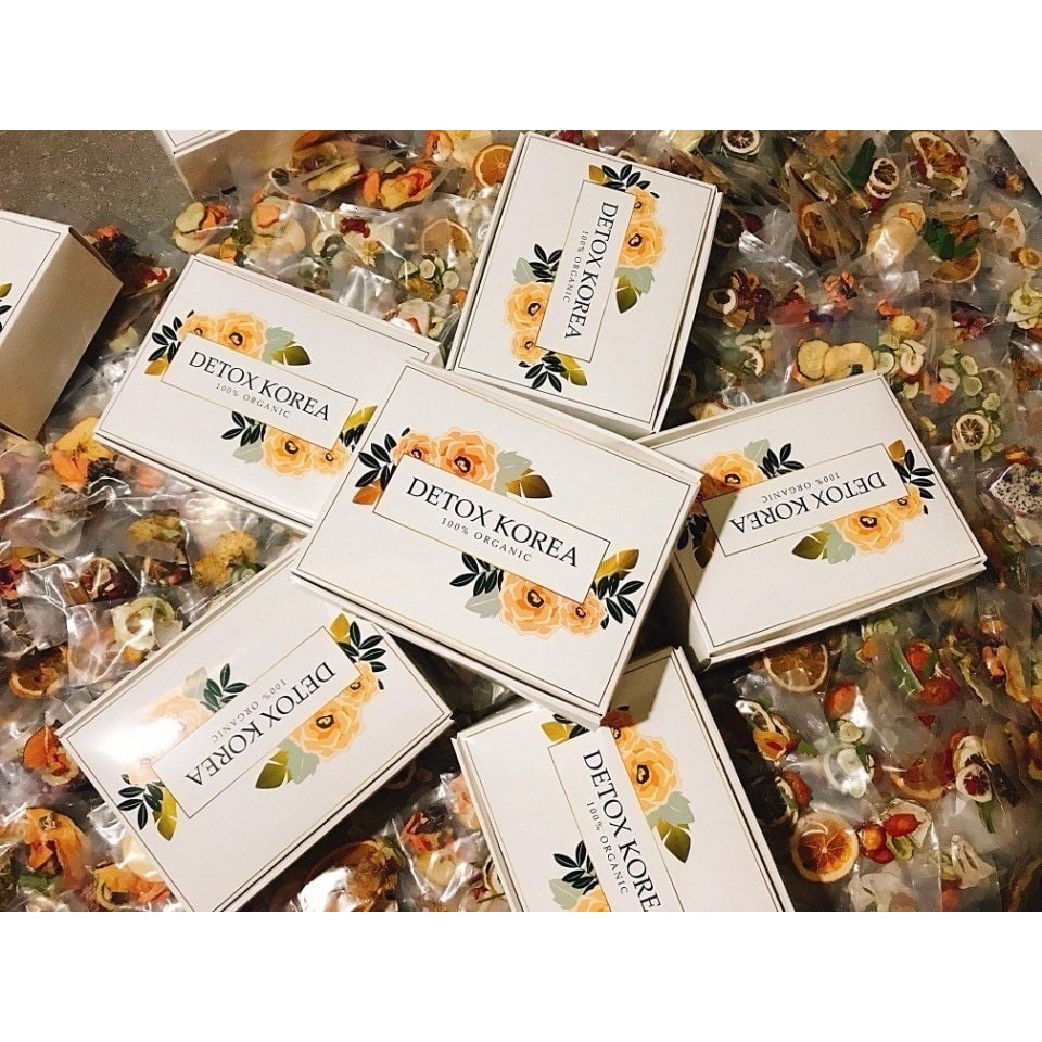 30 gói trà detox 5 vị hoa quả sấy lạnh Robimart - Detox giảm cân, đẹp dáng - Tặng kèm hộp, bình 1L, túi vải ]