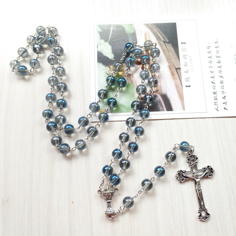 Vòng cổ Mặt Thánh Giá Đính Pha Lê Xanh