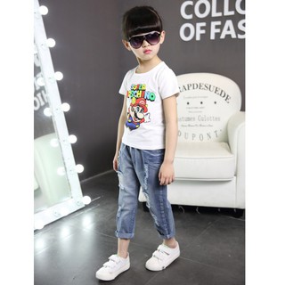 Quần jean phối rách cá tính cho bé