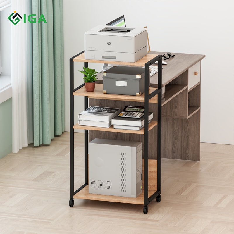 Kệ để hồ sơ sắp xếp tài liệu thiết bị văn phòng có bánh xe 360 bằng gỗ MDF thương hiệu IGA - GM65