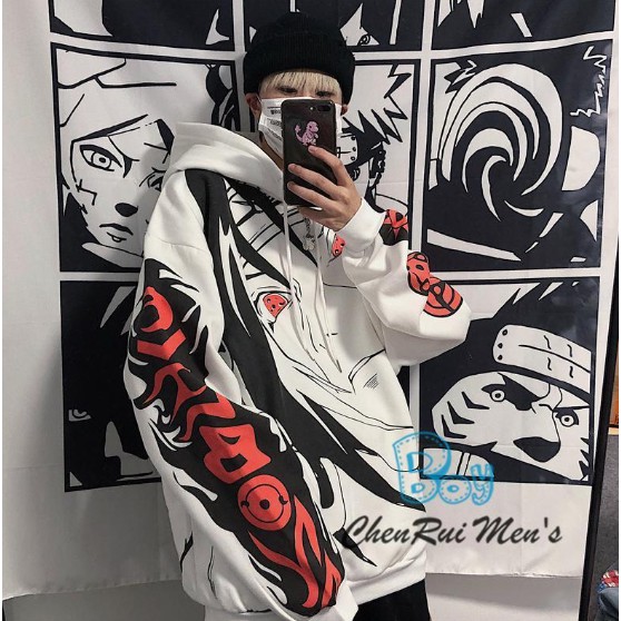 ❤[Hàng mới về] Bộ sản phẩm túi xách❤Áo hoodie lót nhung in hình Naruto thời trang mùa thu đông hàn quốc dành cho cặp đôi