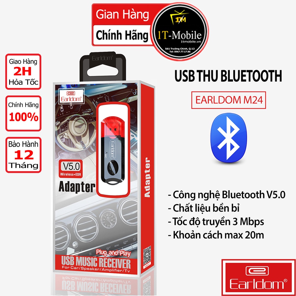 [Mã BMBAU50 giảm 10% đơn 99k] USB Thu Bluetooth Earldom M24