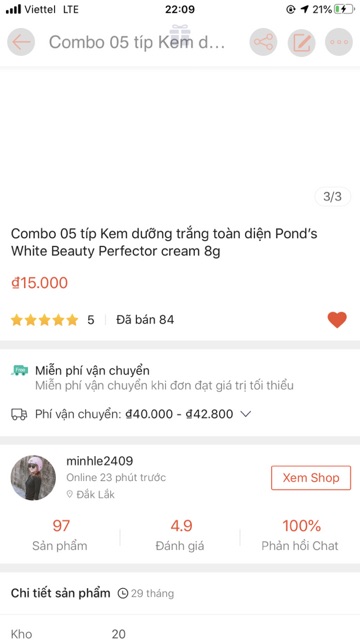 Kem dưỡng trắng da toàn diện pond's white beauty perfector cream 8g