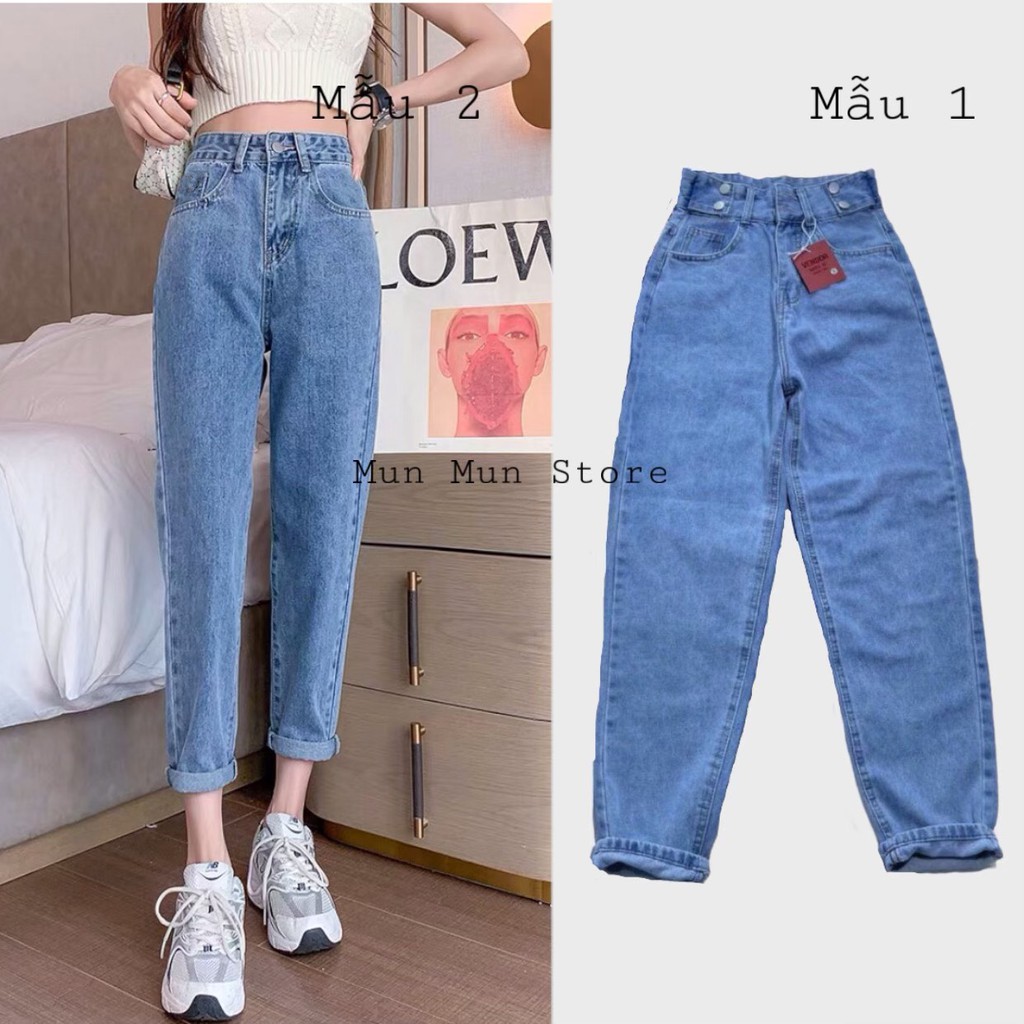 Quần Baggy Jean Nữ Ống Suông Cạp cao MunMunStore Quần Bò Baggy Tôn Dáng 101 (9529)