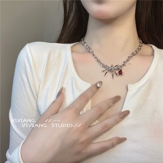 Dây chuyền nhền nhện mặt đá đỏ cá tính thời trang