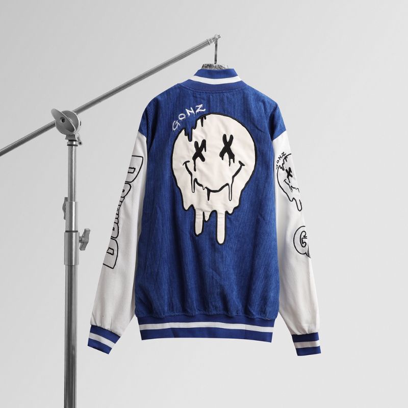 Áo Khoác  Nhung Tăm Jacket Varsity Form Rộng Gonz