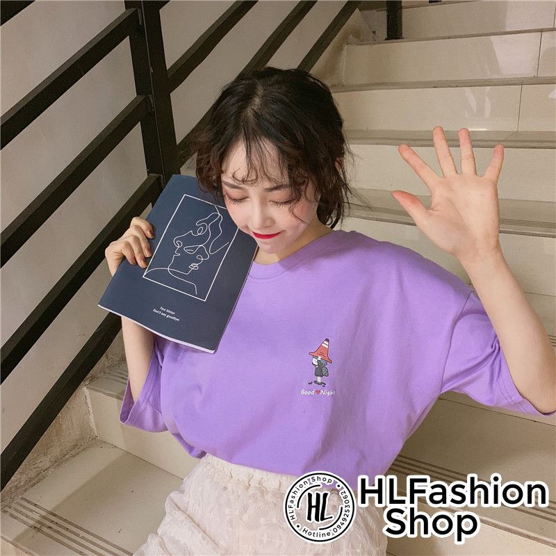 Áo thun tay lỡ form rộng Goodnight siêu đẹp, áo phông in HLFashion