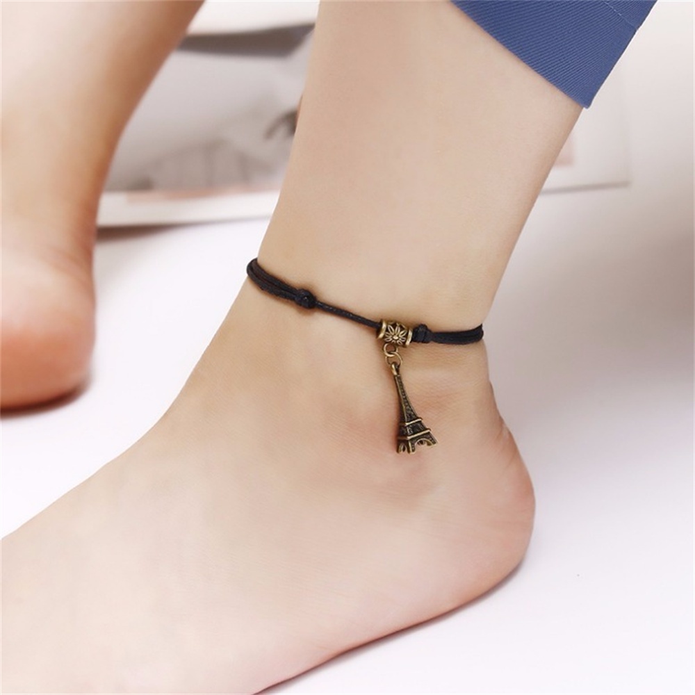 Lắc chân dây bện mặt hình hoa bướm thời trang cổ điển