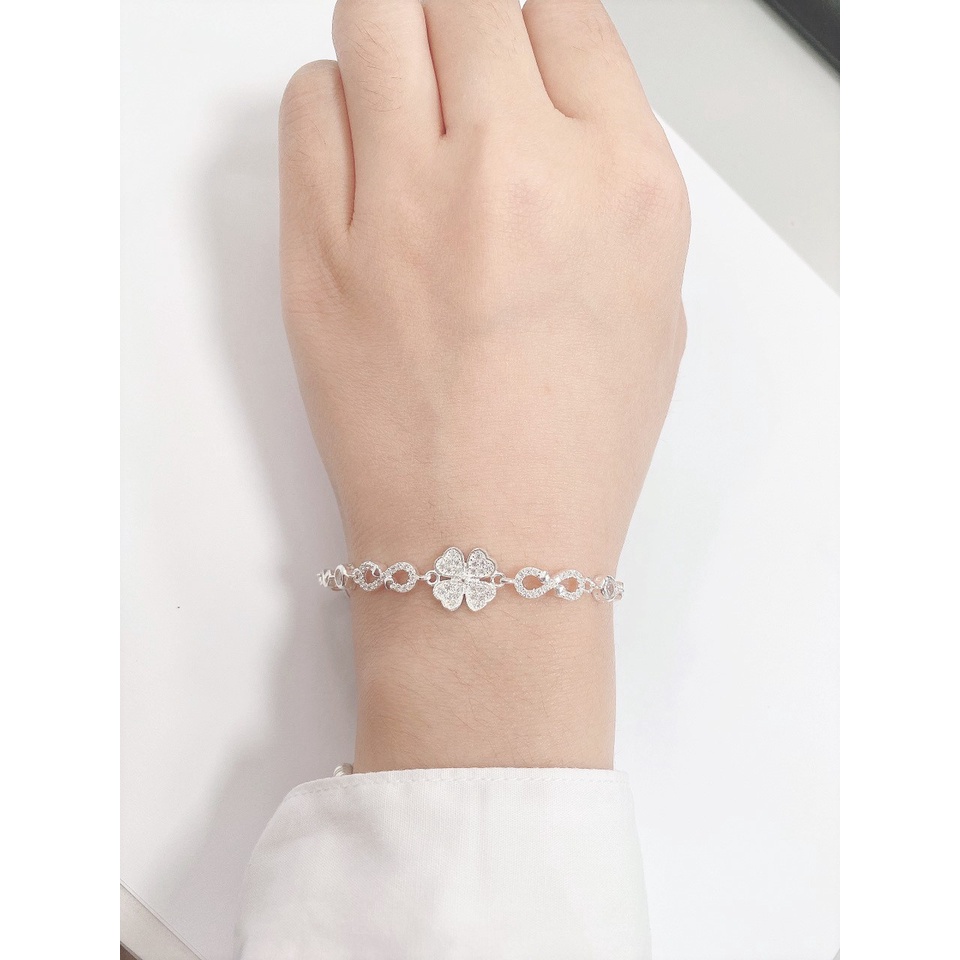 Lắc tay bạc nữ cỏ 4 lá may mắn - Trang sức bạc Evasilver