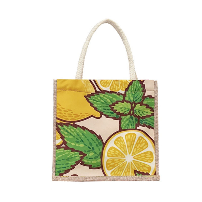 Túi Tote Đeo Vai / Xách Tay Bằng Vải Bạt In Họa Tiết Trái Cây Hoạt Hình
