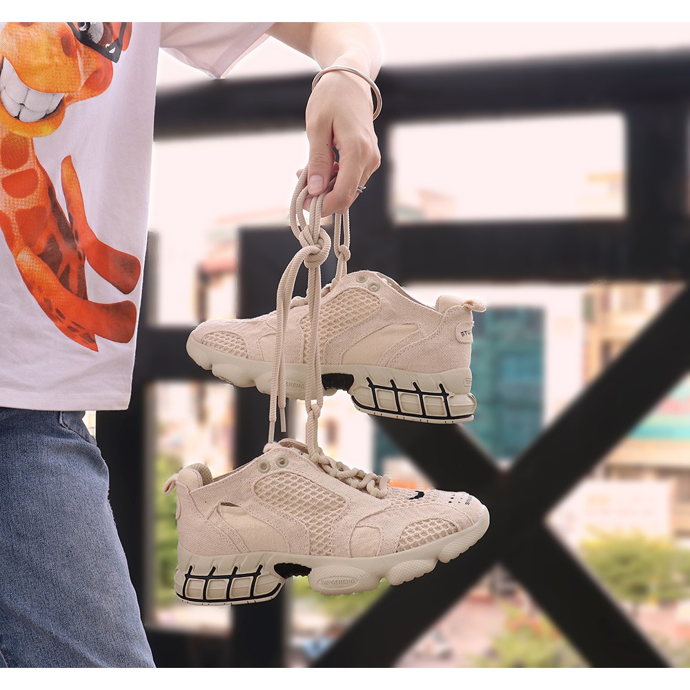 Giày Thể Thao Sneaker Nữ bAimée &amp; bAmor  Màu Kem Vải Dệt Cổ Thấp Độn Đế Thời Trang Hàn Quốc Đẹp Chính Hãng Cao CấpMS0015