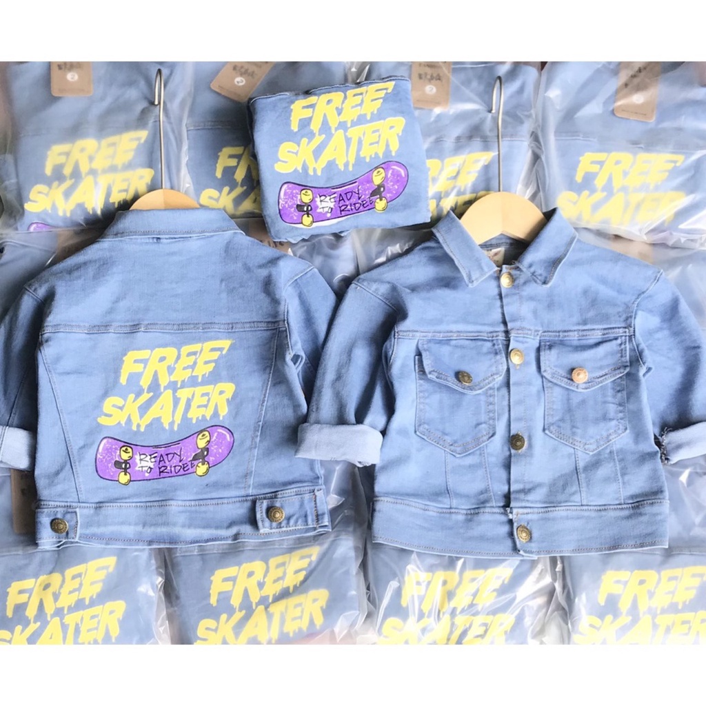 Áo khoác bò hình ván trượt cho bé 10-22kg