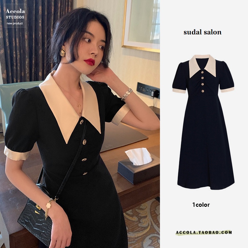 (ORDER) Váy MORAN cổ bẻ búp bê kiểu Pháp tay phồng cài khuy style vintage