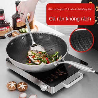 ✲✴Chảo chống dính tổ ong Wok, bếp từ, ga, nồi nấu chuyên dụng, thích hợp cho đa năng, dày