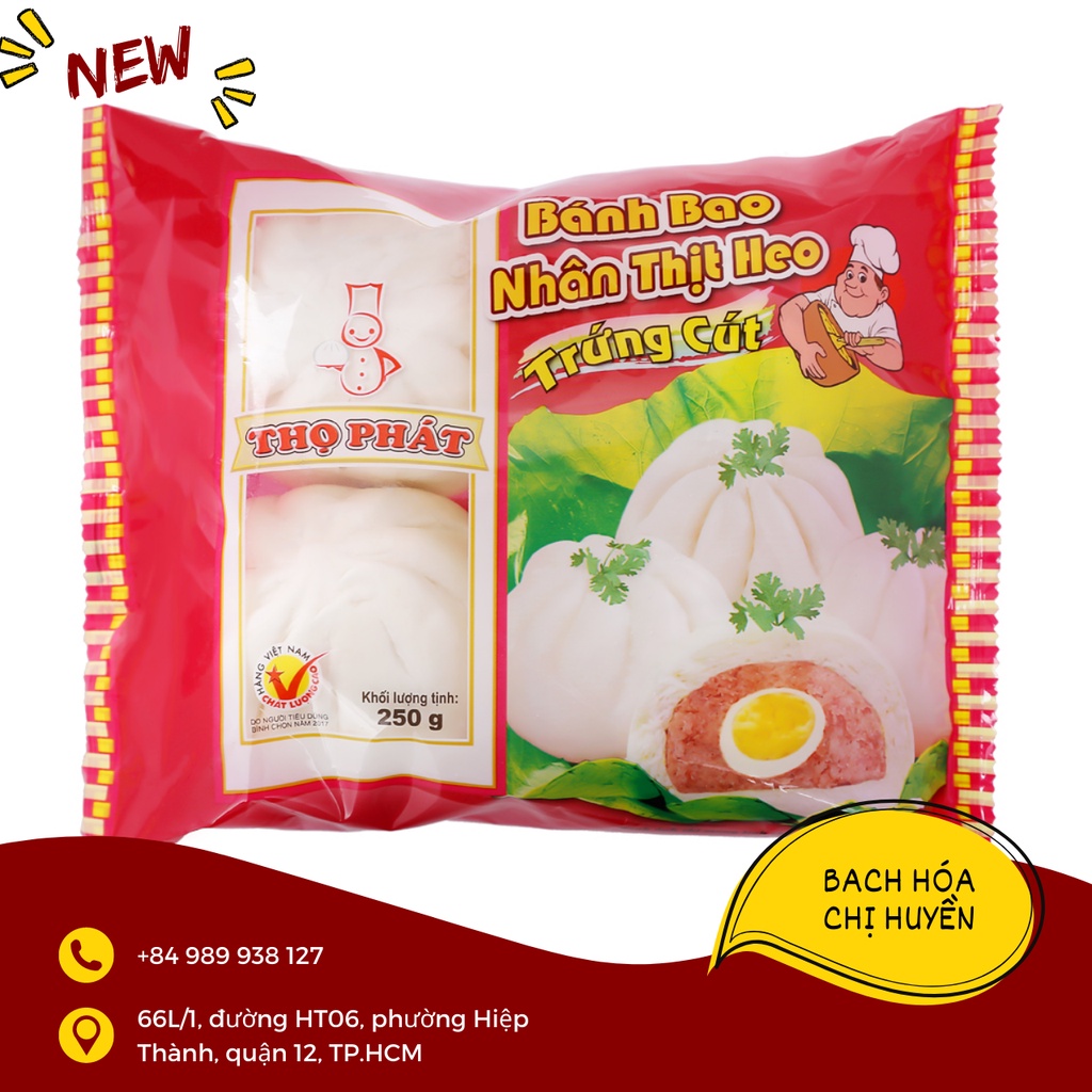 Bánh bao nhân thịt heo trứng cút Thọ Phát 250g