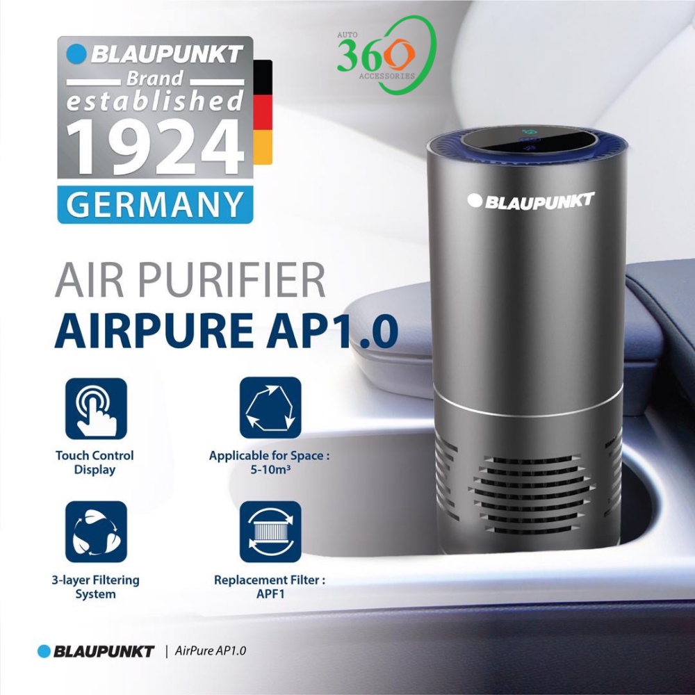 Máy lọc không khí ô tô - máy khử mùi ô tô Blaupunkt AP 1.0, bộ loc Hepa, PM2.5, đèn UV diệt khuẩn